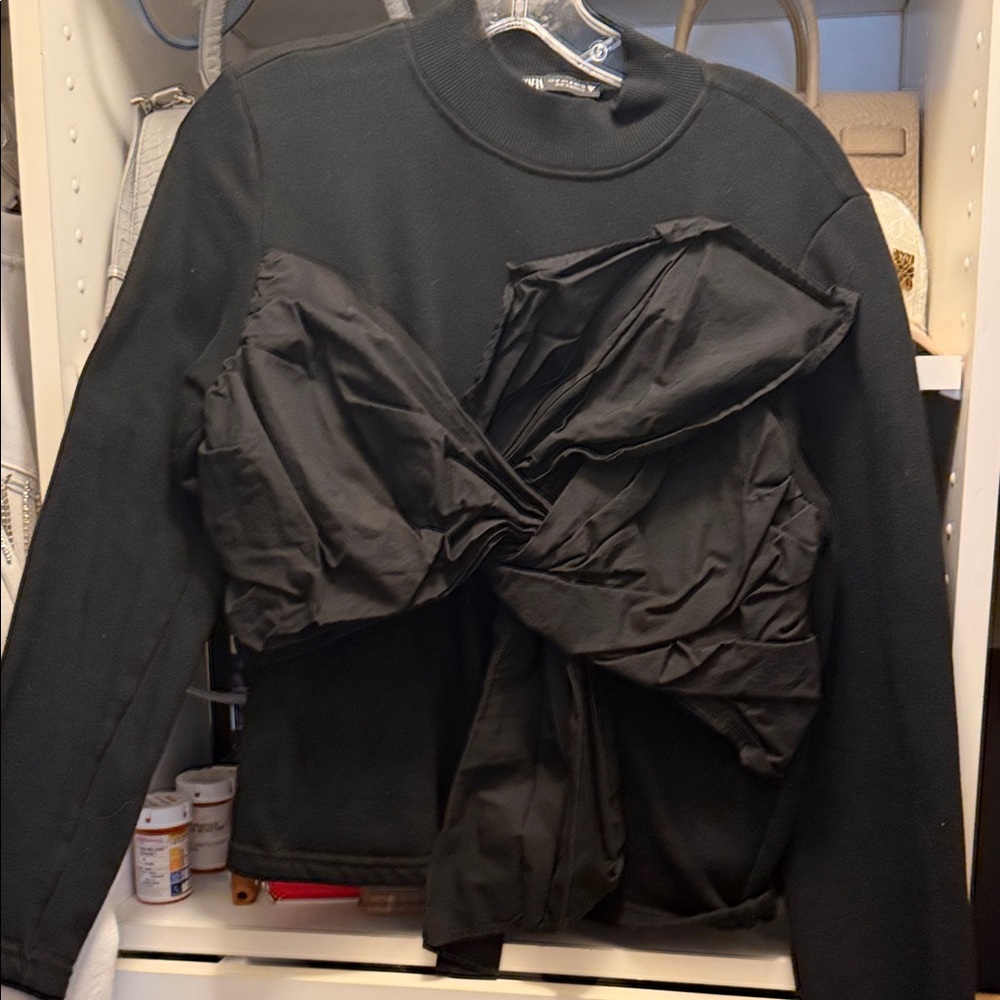 Zara Black Sweater with Bow Detail